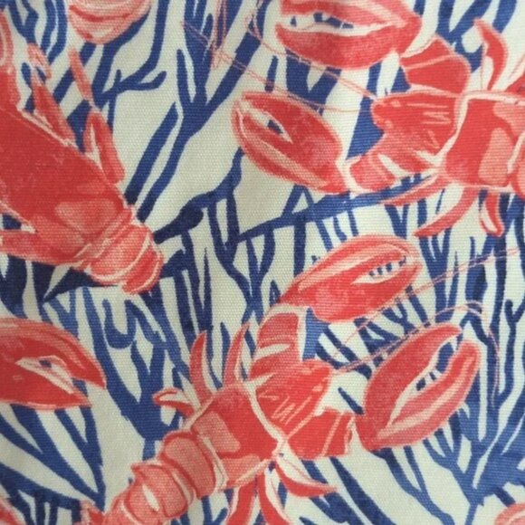 TALBOTS Lobster Print Cotton STRETCH A Line SKIRT Size 12 Blue Red White - Picture 4 of 7